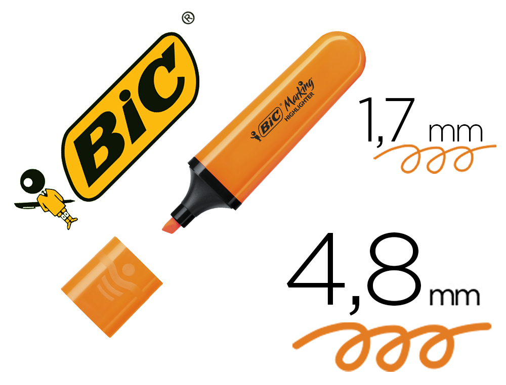 SURLIGNEUR BIC TANK MARKING HIGHLIGHTER SECHAGE RAPIDE    POINTE BISEAUTEE COLORIS      ORANGE