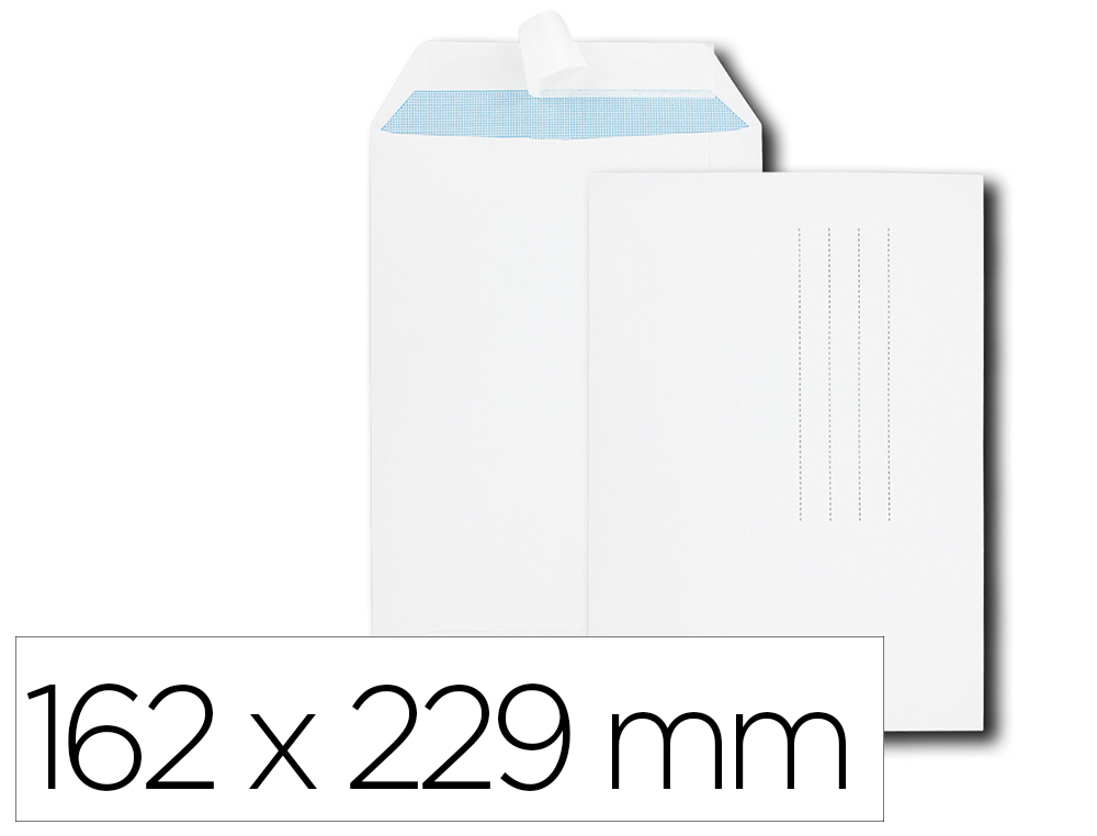 POCHETTE GPV VELIN BLANC 90G C5 162X229MM FOND GRIS BANDE  ADHESIVE PAQUET 10 UNITES