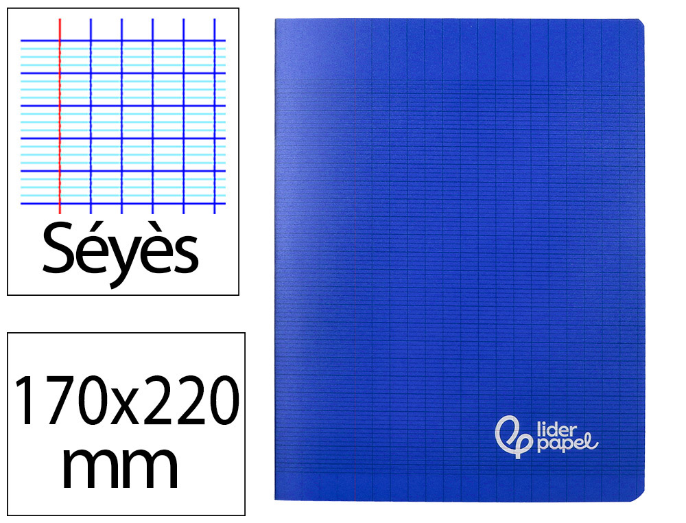 CAHIER PIQURE LIDERPAPEL COUVERTURE PP 170X220MM 96P   SEYES COLORIS BLEU