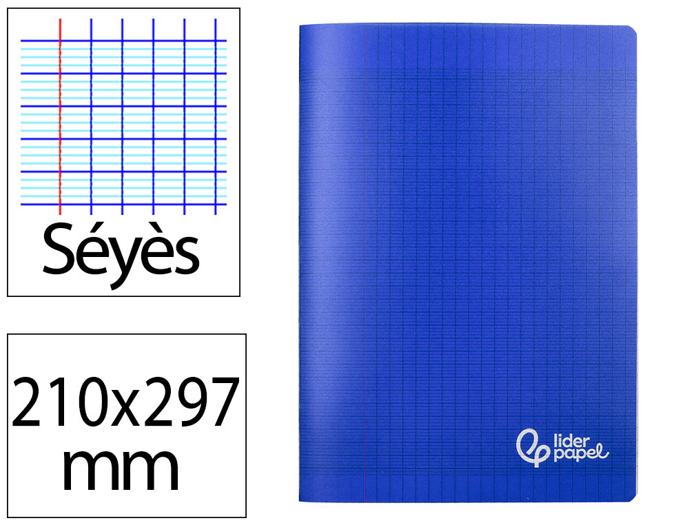 CAHIER PIQURE LIDERPAPEL COUVERTURE PP 210X297MM 96P   SEYES COLORIS BLEU