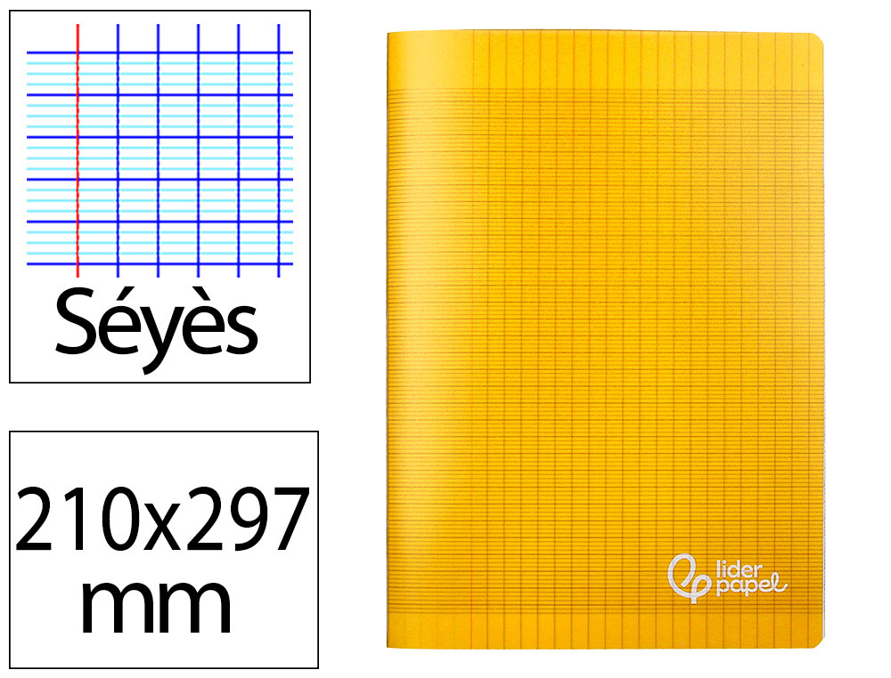 CAHIER PIQURE LIDERPAPEL COUVERTURE PP 210X297MM 96P   SEYES COLORIS JAUNE