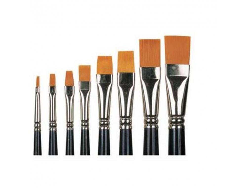 BROSSES POILS SYNTHETIQUES PLATES N 16 POUR PEINTURE     ACRYLIQUE VIROLE EN ALU LOT   DE 10 UNITES