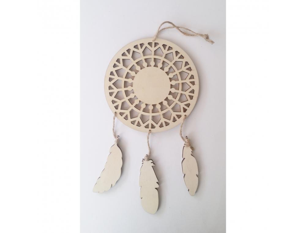 ATTRAPE REVES PLUMES GRAINE CREATIVE BOIS 12,5X23,5XO,5   CM A DECORER