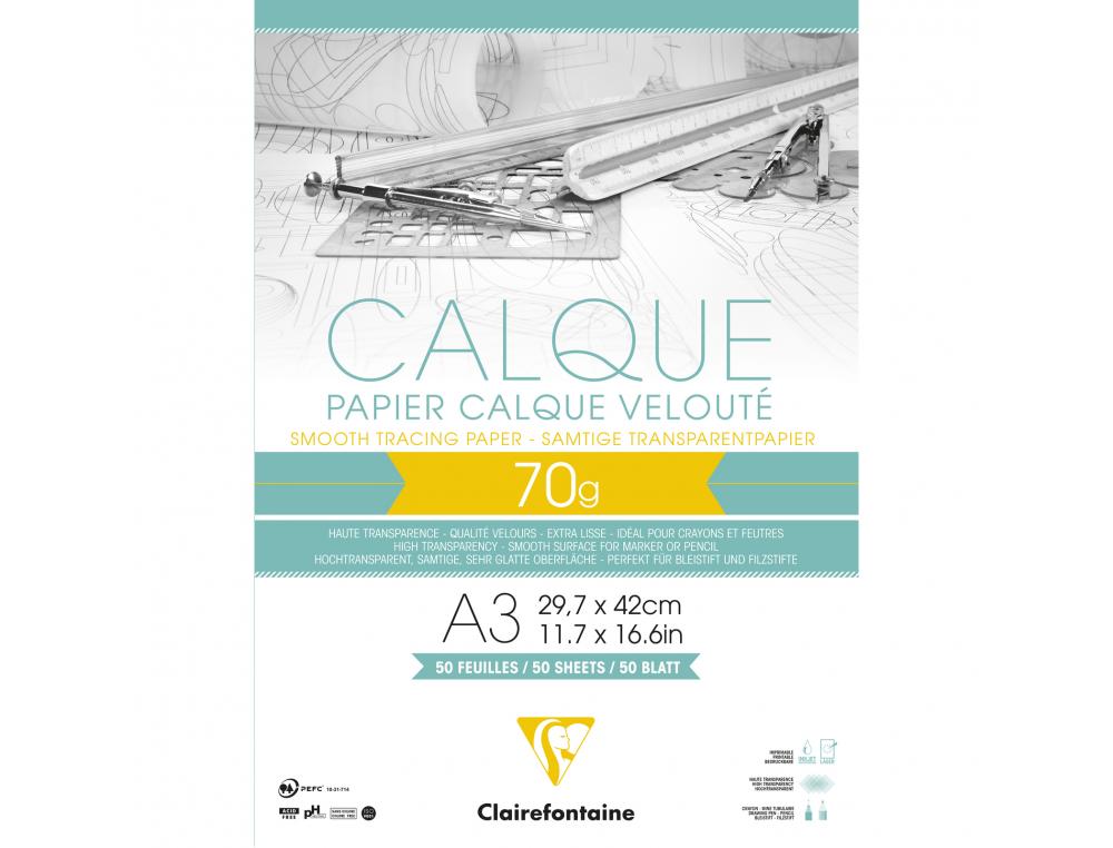 BLOC CLAIREFONTAINE PAPIER CALQUE A3 70/75G 50 FEUILLES