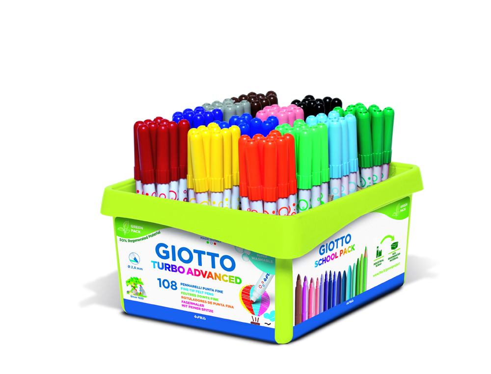 CLASSPACK FEUTRES TURBO ADVANCED GIOTTO ENCRE LAVABLE POINT 2MM 108 UNITES COLORIS  ASSORTIS
