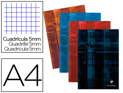CAHIER BROCH CLAIREFONTAINE PAPIER VLIN VELOUT REMBORD RIGIDE A4 21X29,7CM 192 PAGES 90G 5X5MM