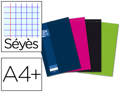 BLOC FEUILLES OXFORD COUVERTURE PELLICULE PAPIER SATIN A4  210X320MM 90G 160 PAGES PERFORES DTACHABLES SYS
