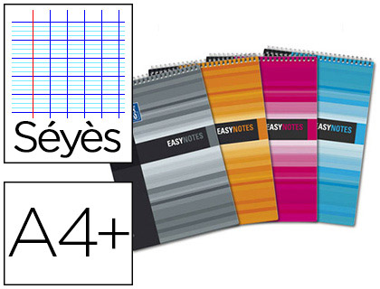 BLOC OXFORD SPIRALE TUDIANT EASY NOTES COUVERTURE POLYPROPYLNE A4+ 210X315MM 160 PAGES DTACHABLES PERFORES SYS