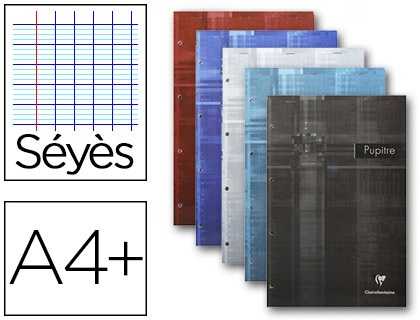 BLOC-NOTES PUPITRE CLAIREFONTAINE COUVERTURE PELLICULE AGRAF EN TTE A4 90G 280 PAGES DTACHABLES SYS