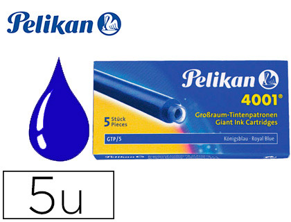 CARTOUCHE PELIKAN LONGUE STANDARD ENCRE BLEUE EFFAABLE TUI 5 UNITS