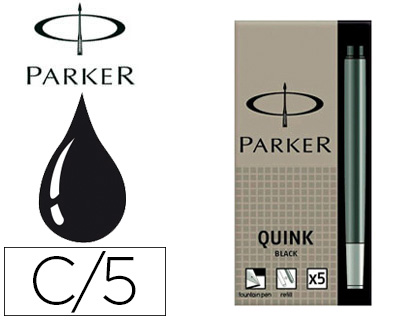 CARTOUCHE PARKER QUINK LONGUE ENCRE NOIRE TUI 5 UNITS