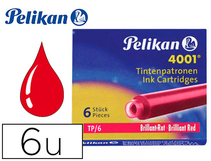 CARTOUCHE PELIKAN COURTE STANDARD ROUGE TUI 6 UNITS