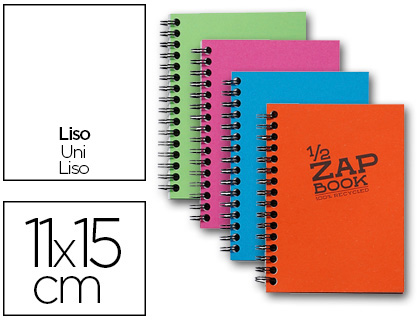 BLOC RECYCL CLAIREFONTAINE ZAP BOOK RELIURE INTGRALE COUVERTURE CARTONNE FORMAT 110X150MM 80F 80G UNI 4 COLORIS