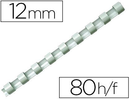 ANNEAU PLASTIQUE  RELIER Q-CONNECT CAPACIT 80F 12MM DIAMTRE COLORIS BLANC BOTE 100 UNITS