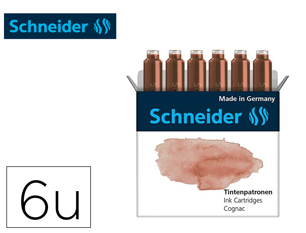 CARTOUCHE ENCRE SCHNEIDER COLORIS COGNAC PASTEL BOITE 6 UNITES