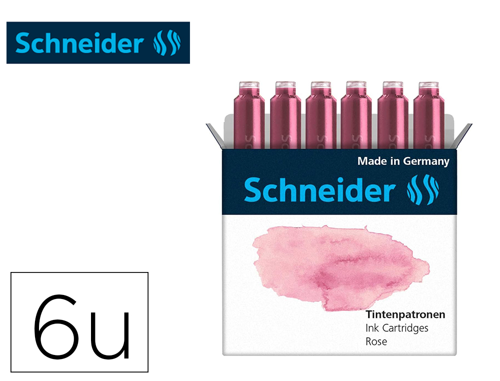 CARTOUCHE ENCRE SCHNEIDER COLORIS ROSE PASTEL BOITE 6   UNITES