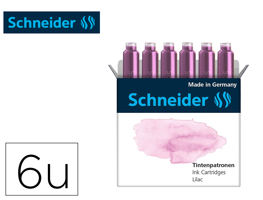 CARTOUCHE ENCRE SCHNEIDER COLORIS LILAS PASTEL BOITE 6  UNITES