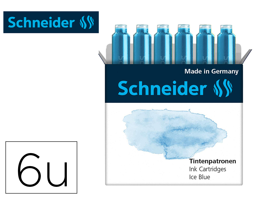 CARTOUCHE ENCRE SCHNEIDER COLORIS ICE BLUE PASTEL BOITE 6 UNITES