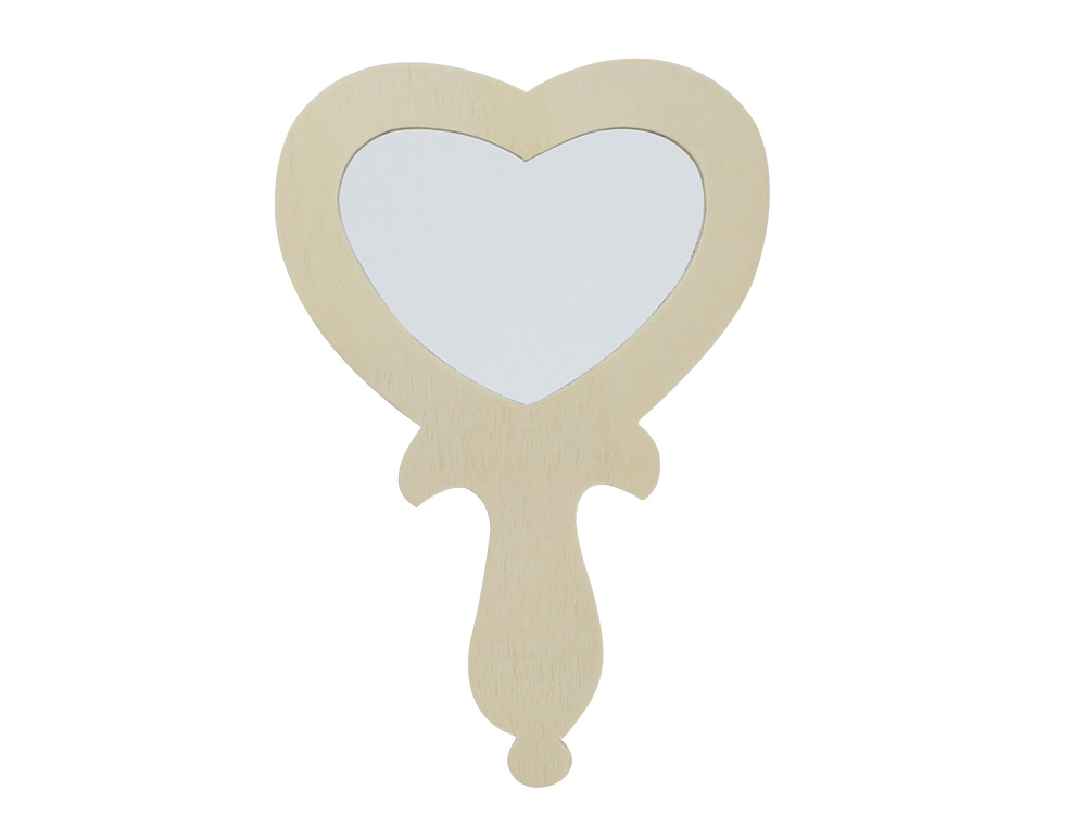 MIROIR A MAIN O'COLOR BOIS A DECORER FORME COEUR COLORIS   NATUREL 11X16CM LOT 10 UNITES