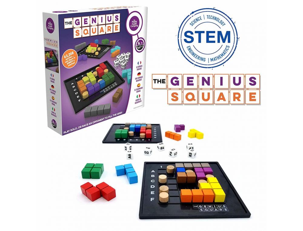 JEU INTERDACTA GENIUS SQUARE 2 GRILLES + 9 PIONS + 7 PLOTS BLOQUEURS + 7 DES