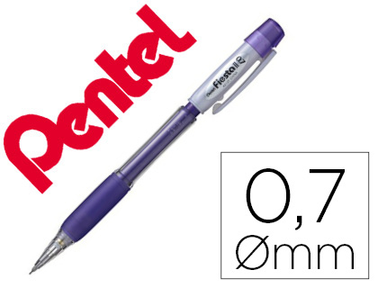 PORTE-MINE PENTEL FIESTA GRIP CAOUTCHOUC CONFORT AGRAFE ET GOMME RECHARGEABLE MINE 0,7MM CORPS COLORIS VIOLET