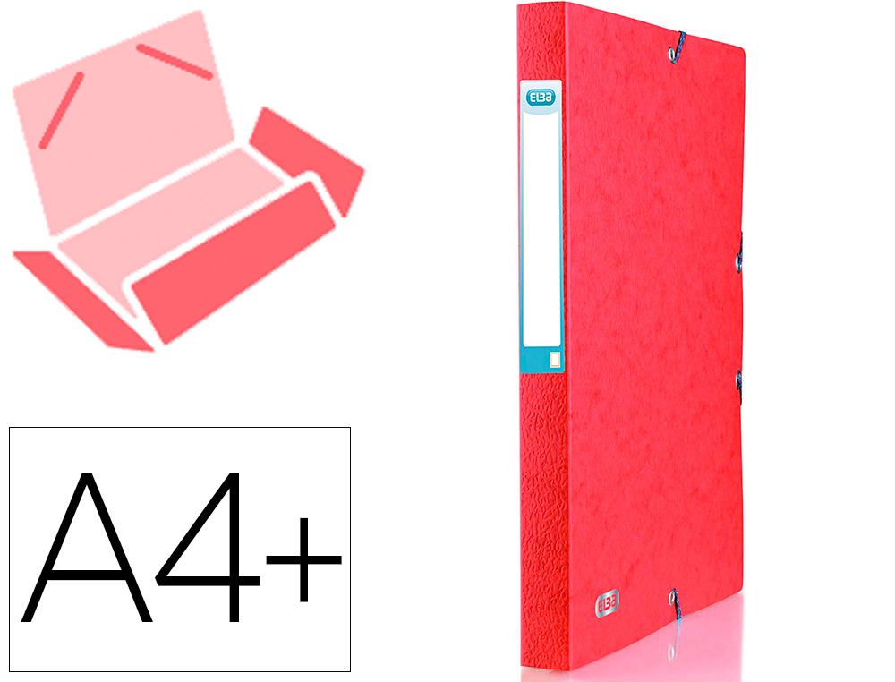 BOITE CLASSEMENT ELBA EUROFOLIO CARTE GRAINEE 600G  7/10E A4+ DOS 25MM 3 RABATS   ELAST ETIQUETTE DORSALE ROUGE