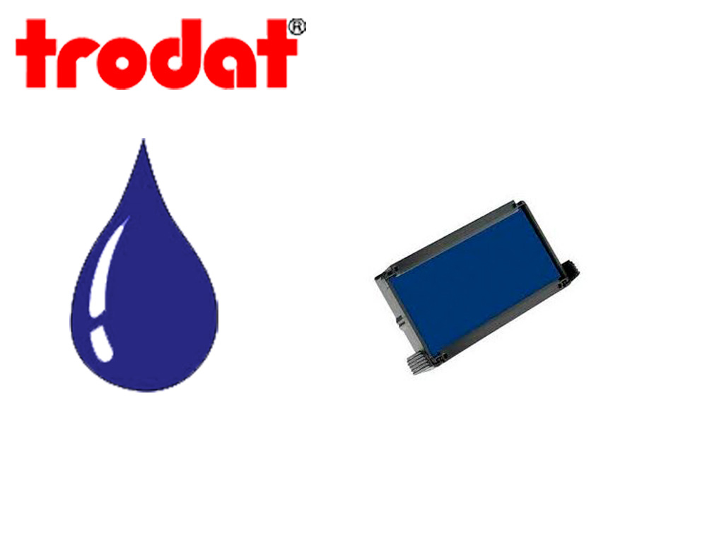 CASSETTE ENCRAGE TRODAT 6/4913 POUR TAMPON PRINTY 4913/4913T/4953 COLORIS BLEU BOITE DE 10