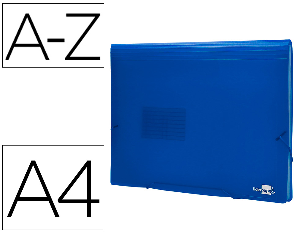 TRIEUR LIDERPAPEL POLYPROPYLNE A4 210X297MM 700 MICRONS 13 COMPARTIMENTS FERMETURE LASTIQUE TRANSLUCIDE COLORIS BLEU