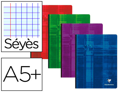 CAHIER BROCH CLAIREFONTAINE PAPIER VLIN VELOUT COUVERTURE SOUPLE PELLICULE A5+ 17X22CM 192 PAGES 90G SYS