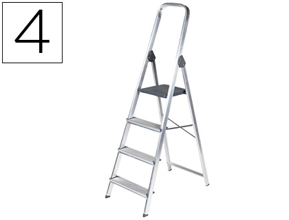 ESCABEAU Q-CONNECT ALUMINIUM 430X720X1490MM 4 MARCHES 3.2KG  POIDS MAXIMUM SUPPORT 150KG