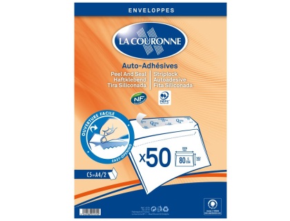 Enveloppes 162x229 blanches 90gr x50 autoadhsives