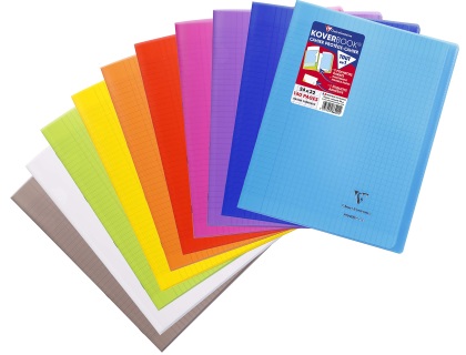 Cahier piqu Koverbook 24x32cm 140 pages grands carreaux couverture polypropylne assortis