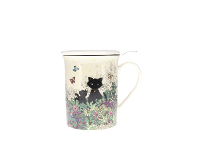 MUG TISANIERE DROITE 380 ML BUG ART CHATONS JARDIN KIUB