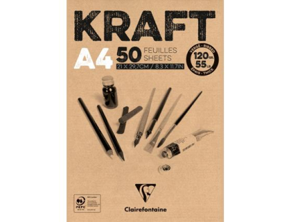 BLOC 50F KRAFT COLLE A4 120G