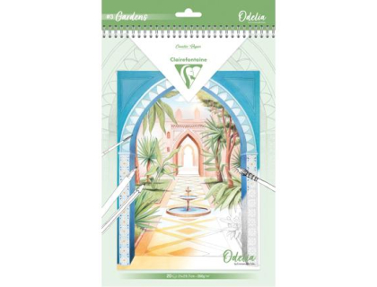 ODELIA, Bloc de coloriage multi-techniques de 20 feuilles A4 250g, Les jardins - New