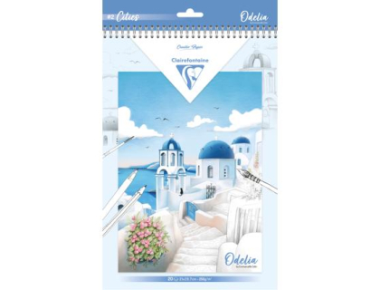 ODELIA, Bloc de coloriage multi-techniques de 20 feuilles A4 250g, Les villes - New