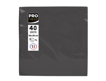 Paquet de 40 serviettes micro-gaufres ouate 2 plis - 38x38 cm - Noir