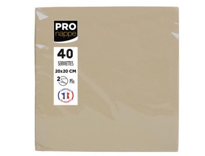 Paquet de 40 serviettes micro-gaufres ouate 2 plis - 38x38 cm - Ficelle