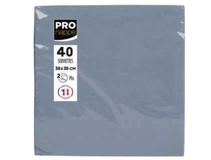 Paquet de 40 serviettes micro-gaufres ouate 2 plis - 38x38 cm - Gris