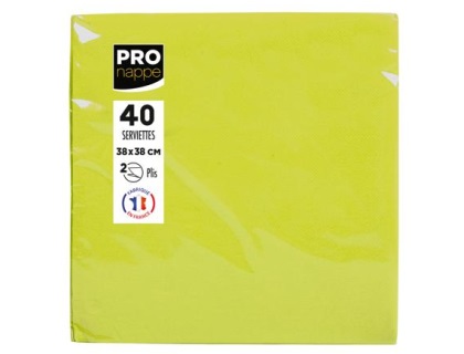 Paquet de 40 serviettes micro-gaufres ouate 2 plis - 38x38 cm - Vert kiwi