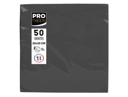 Paquet de 50 serviettes cocktail micro-gaufres ouate 2 plis - 20x20 cm - Noir