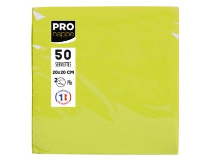 Paquet de 50 serviettes cocktail micro-gaufres ouate 2 plis - 20x20 cm - Vert kiwi