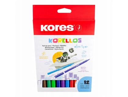 12 FEUTRES POINTE FINE KORES ESSENTIEL