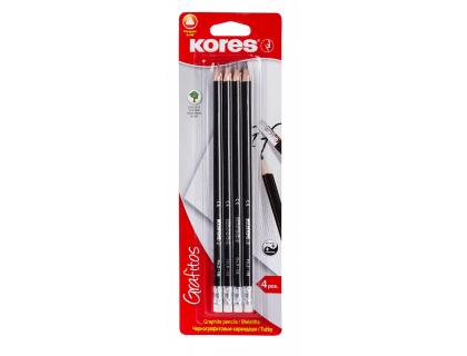CRAYONS PAPIER X4 HB GRAFITOS + GOMME TRIANGLE