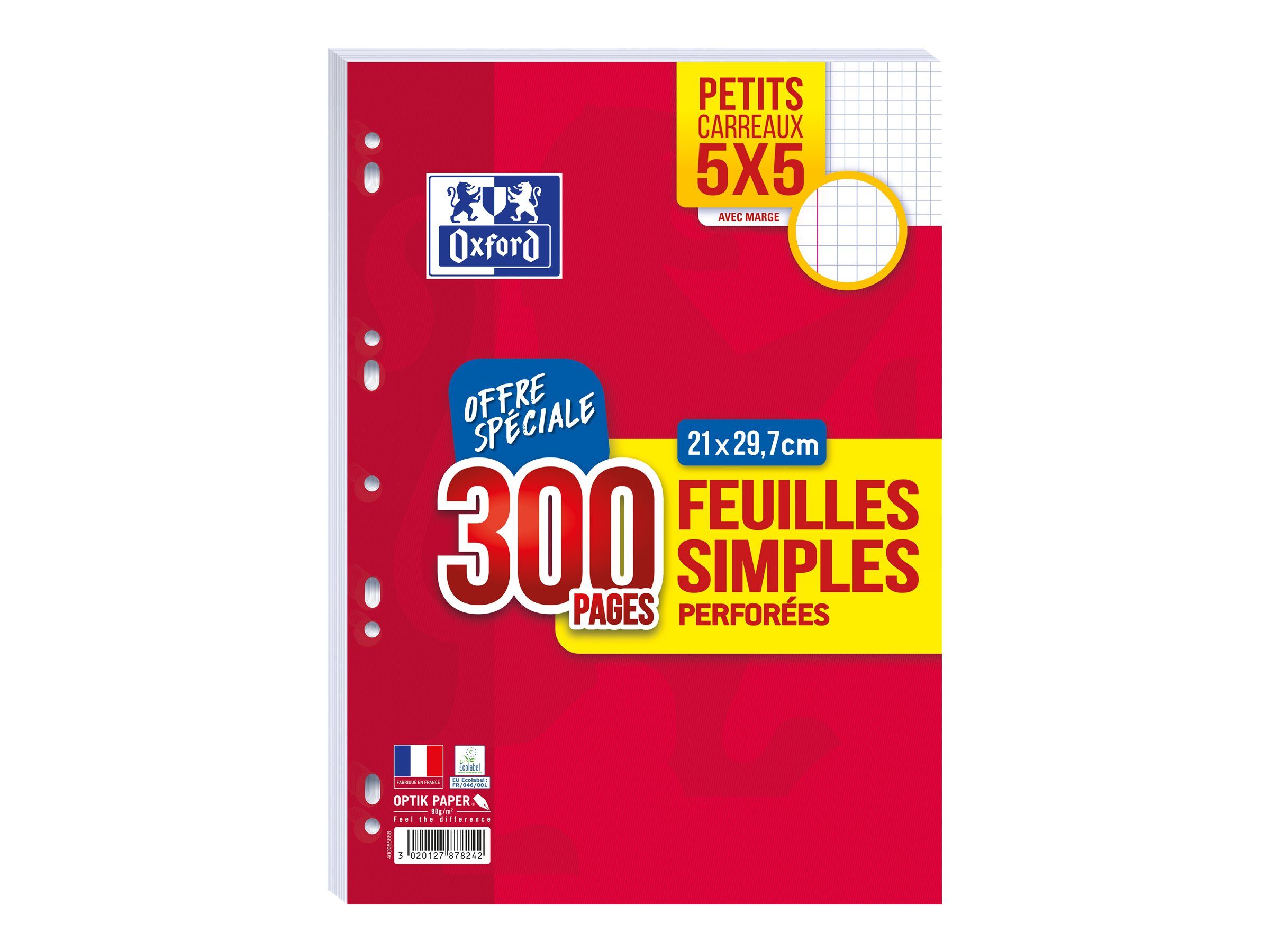 Feuilles simples A4 Q5x5 300 pages Oxford
