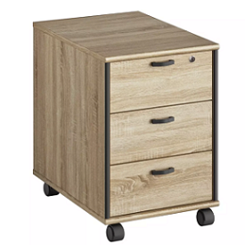 MEUBLE CAISSON MOBILE DE BUREAU MAMBO SONOMA CHENE NOIR 3T
