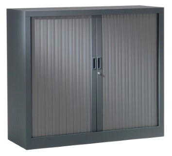 MEUBLE ARMOIRE BASSE METALLIQUE GRISE ANTHRACITE