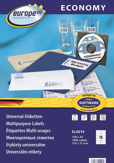 Etiquette adhsive Europe 100 (x100 feuilles)  dim. 105x37