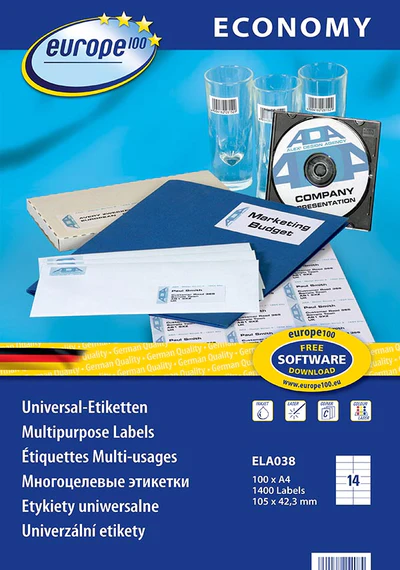 Etiquette adhsive Europe 100 (x100 feuilles)  dim. 105x42