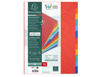 Intercalaires carte lustre 225g 12 positions - A4